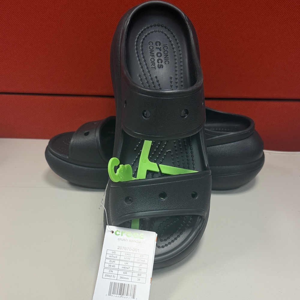 CROCS Black Platform Slide Sandals us 9 - Picture 6 of 7